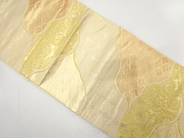 JAPANESE KIMONO / ANTIQUE FUKURO OBI / SILK / WOVEN FLORAL ARABESQUE